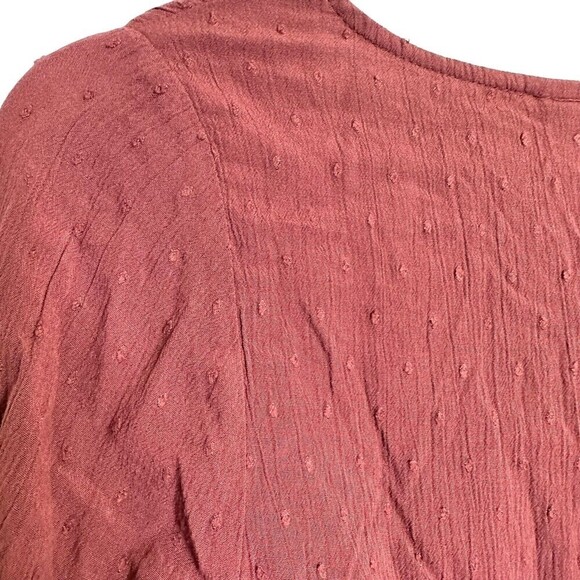 Roxy Rust Pin Dot‎ Beachcomber V-Neck Dress - Juniors Bell Sleeves Size XSmall - Picture 14 of 16